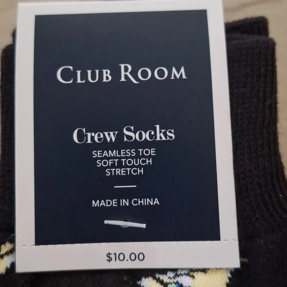 Club Room Crew Socks Seamless Toe Martini and Rock's Drink Fashion socks
